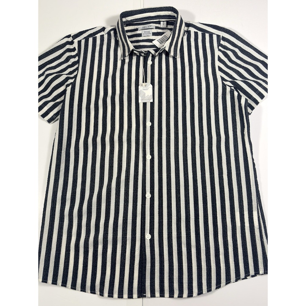 NEW -Bruno Milano Texture  Gray / White  Button  Short Sleeve Shirt, M
